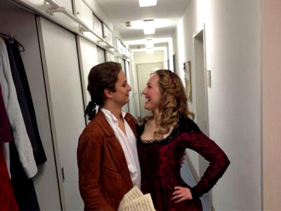 Angela Brower backstage with Nikolay Borchev at the Bavarian State Opera