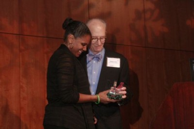 Musician of the Year Audra McDonald accepts her award from Musical America Features Editor Sedgwick Clark