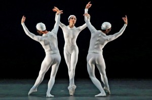 From left, Cory Stearns, Veronika Part and Thomas Forster in the company premiere of “Mono-tones I and II.”