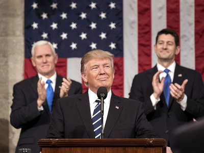 Donald Trump delivers a joint address to Congress