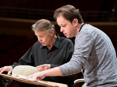 Mariss Jansons and Martin Angerer in rehearsal in Munich’s Gasteig in January 2018